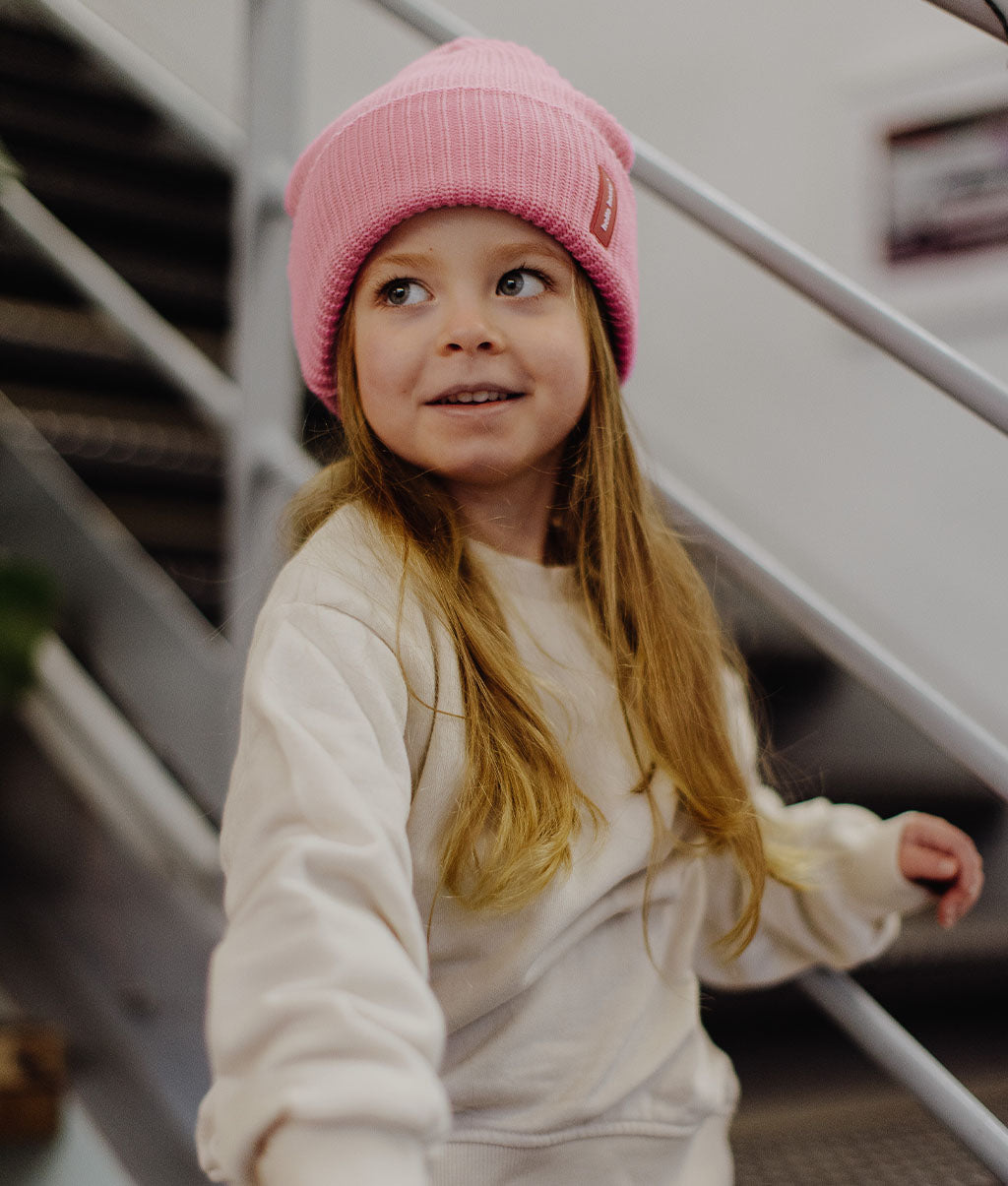 Bunte Mütze Kinder & Erwachsene Flow Pink, 100% Bio-Baumwolle, ohne Bommel, ab 9 Monaten, Cool Kids Only !