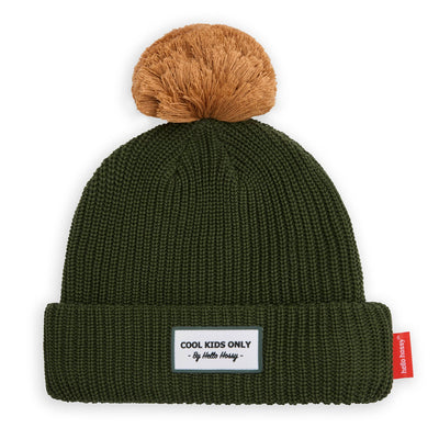 Mütze Kinder Color Block Forest, mit Bommel, Fleece-Futter, Bio-Baumwolle, ab 9 Monaten, Cool Kids Only !