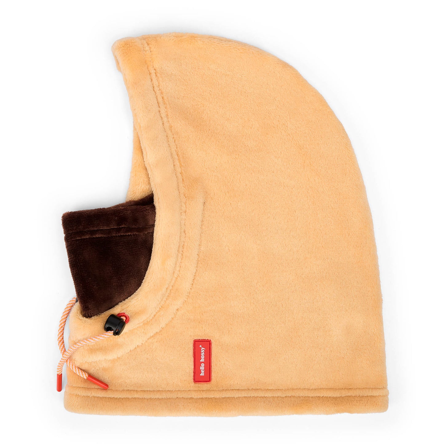 Kinder-Sturmhaube in Beige und Braun mit verstellbaren Bändern aus Baumwoll-Fleece Hello Hossy