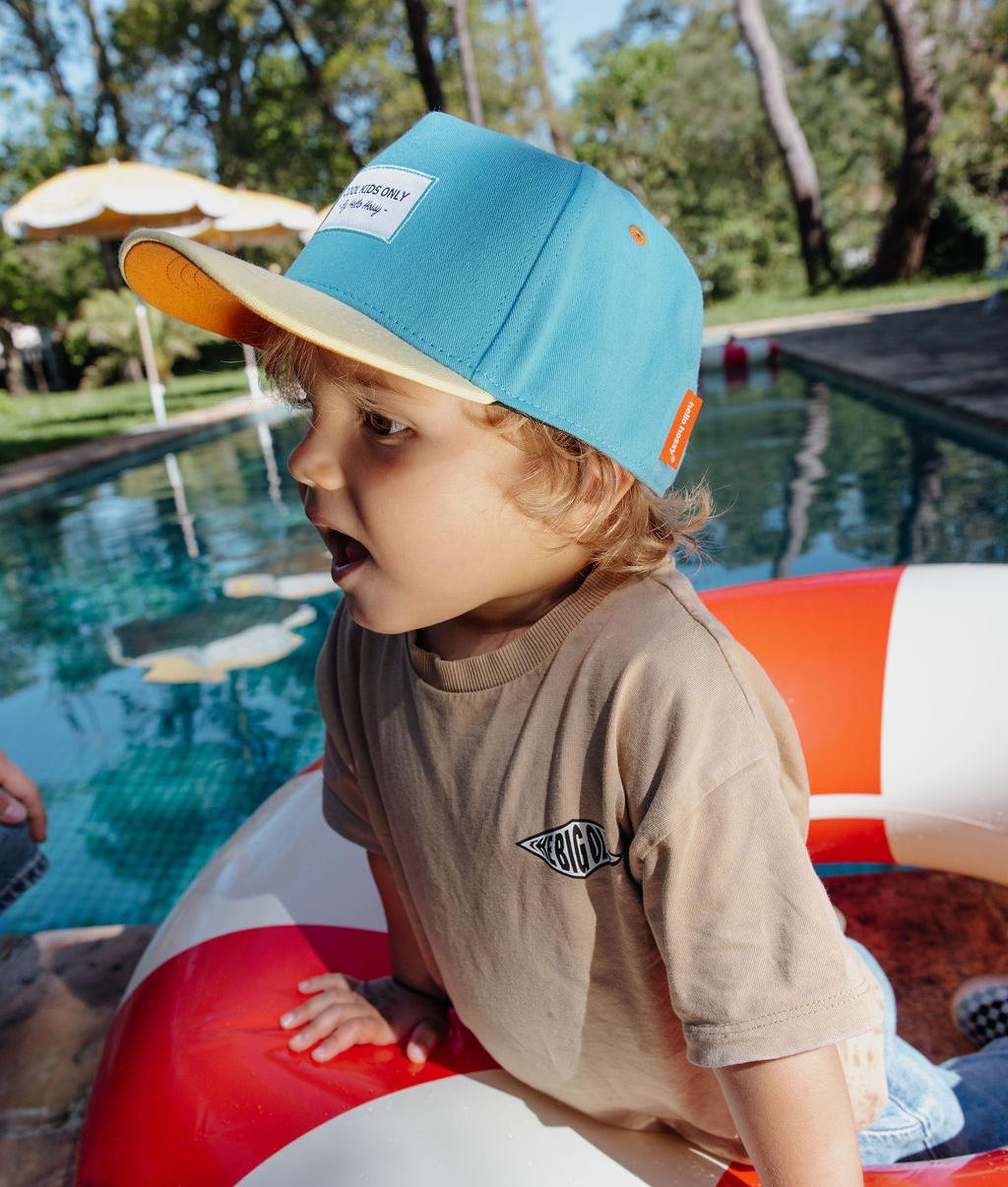 Cap für Kinder blau gelb Gebogener Schirm Stickerei Hello Hossy