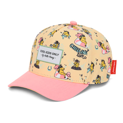 Cap Kinder Rosa Gelb Einhorn-Aufdruck Gebogener Schirm patch Hello Hossy
