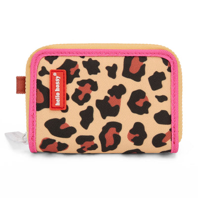Geldbörse Kind Beige Leopard Aufdruck Rosa Rand Hello Hossy