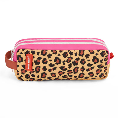 Federmappe Kind Beige Leopard-Motiv Doppelreißverschluss Rosa Hello Hossy
