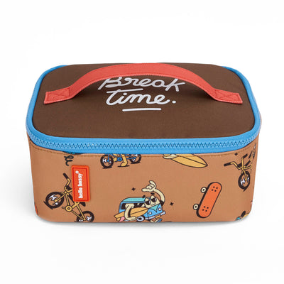 Lunchtasche Kind Braun Motiv Mascots Fahrrad Reißverschluss Blau Tragegriff Orange Hello Hossy