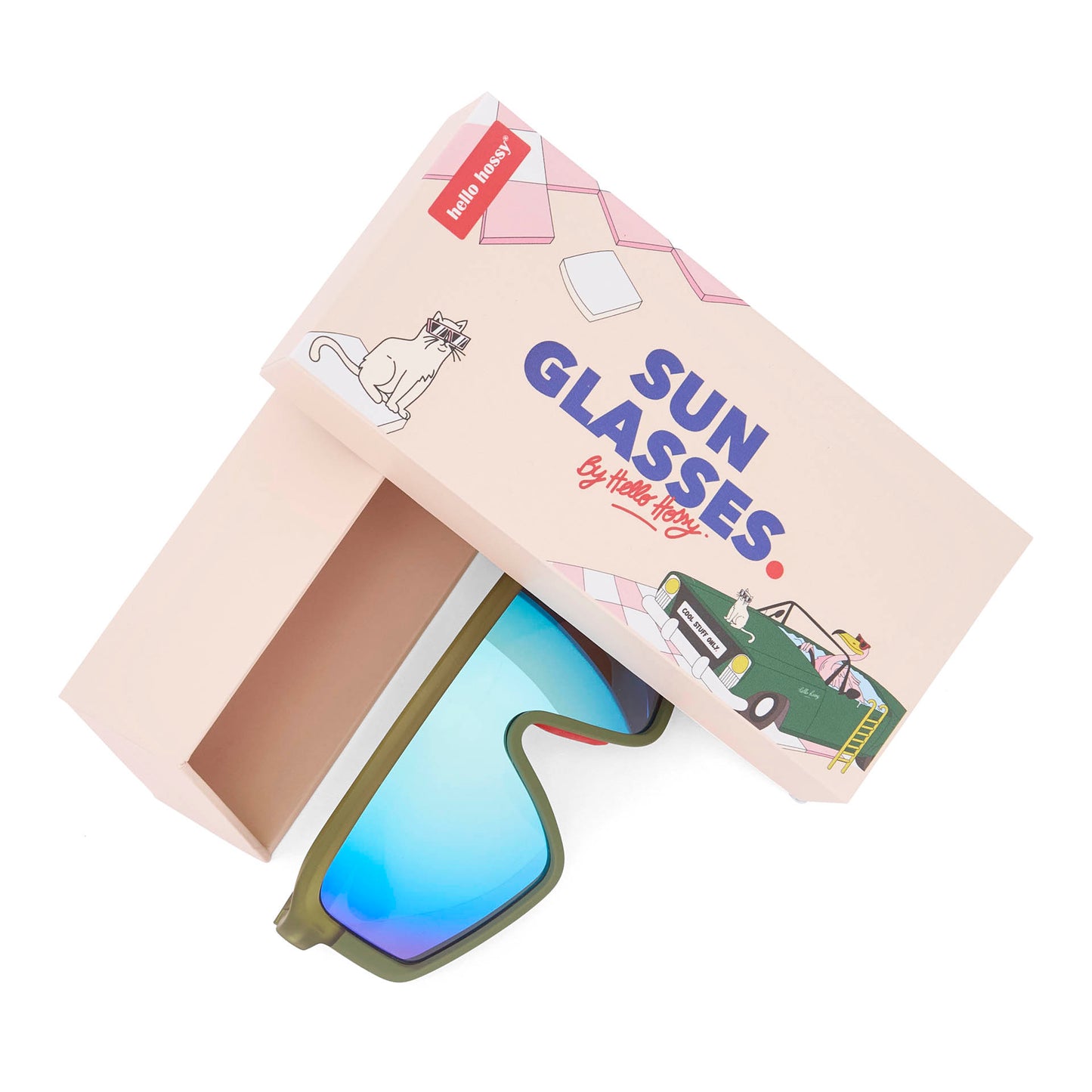 Sonnenbrillen für Kinder Grün Sportliche Gestellform polarisierte Brillenglas mit Verpackung Hello Hossy