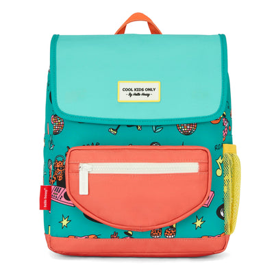 Kinder-Rucksack grün Korallenrot Tiermotiv gelbe Tasche Hello Hossy
