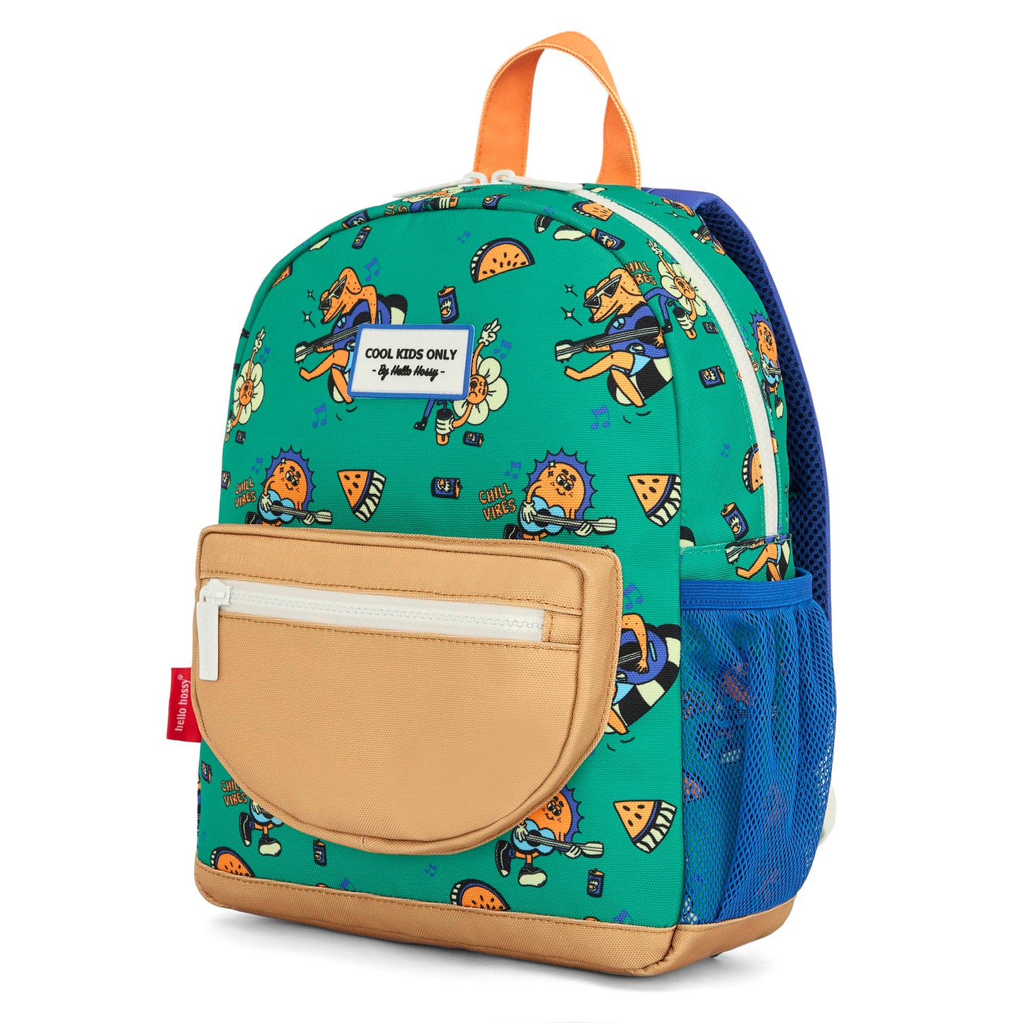 Sac à dos enfant vert imprimé animaux poche beige Hello Hossy