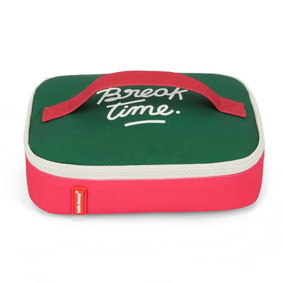 Lunchtasche Kind Grün und Framboise Aufschrift Break Time Hello Hossy