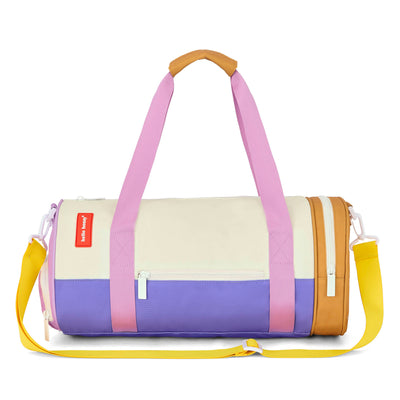 Sporttasche Kind Beige Violett Camel gelber Schulterriemen Hello Hossy