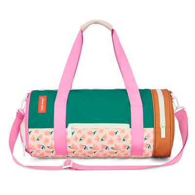 Sporttasche Kind Grün Rosa Braun Blumen-Motiv Hello Hossy
