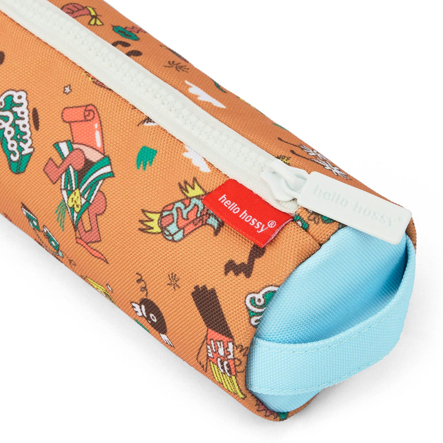 Federmappe Kinder braun Aufdruck Musik weiße Schließe Hello Hossy