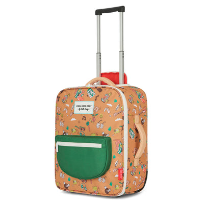 Kinderkoffer Braun Musik-Aufdrucke Grüne Tasche Trolley-Griff Hello Hossy