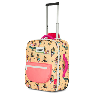 Kinderkofferkoffer Gelb Einhorn-Motiv Rosa Griff und Räder Hello Hossy