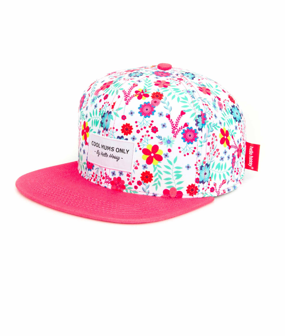 Kinder-cap mit Blumen-aufdruck, weiß rosa, flacher schirm Hello Hossy