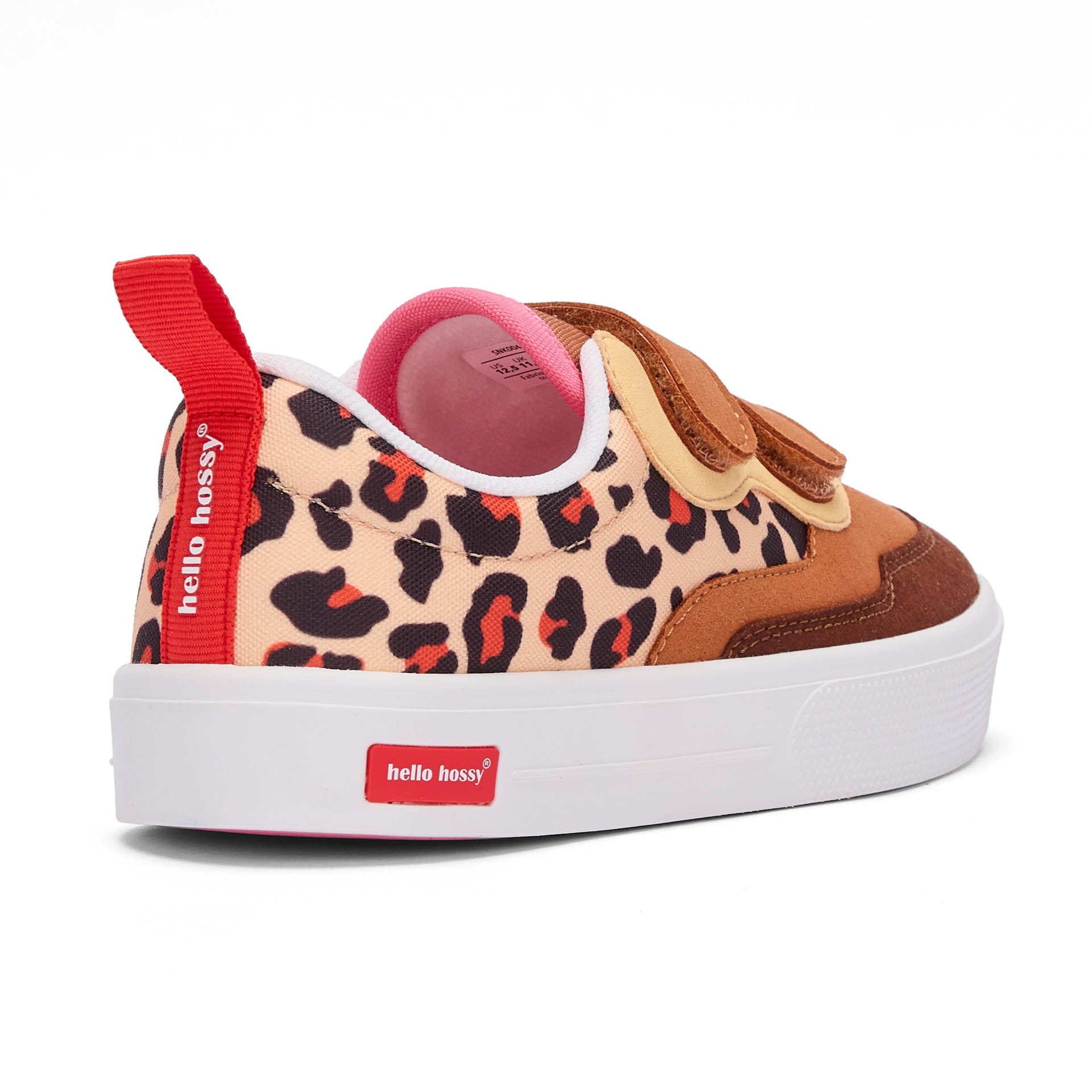 Sneakers enfant crème marron imprimé léopard double velcro Hello Hossy