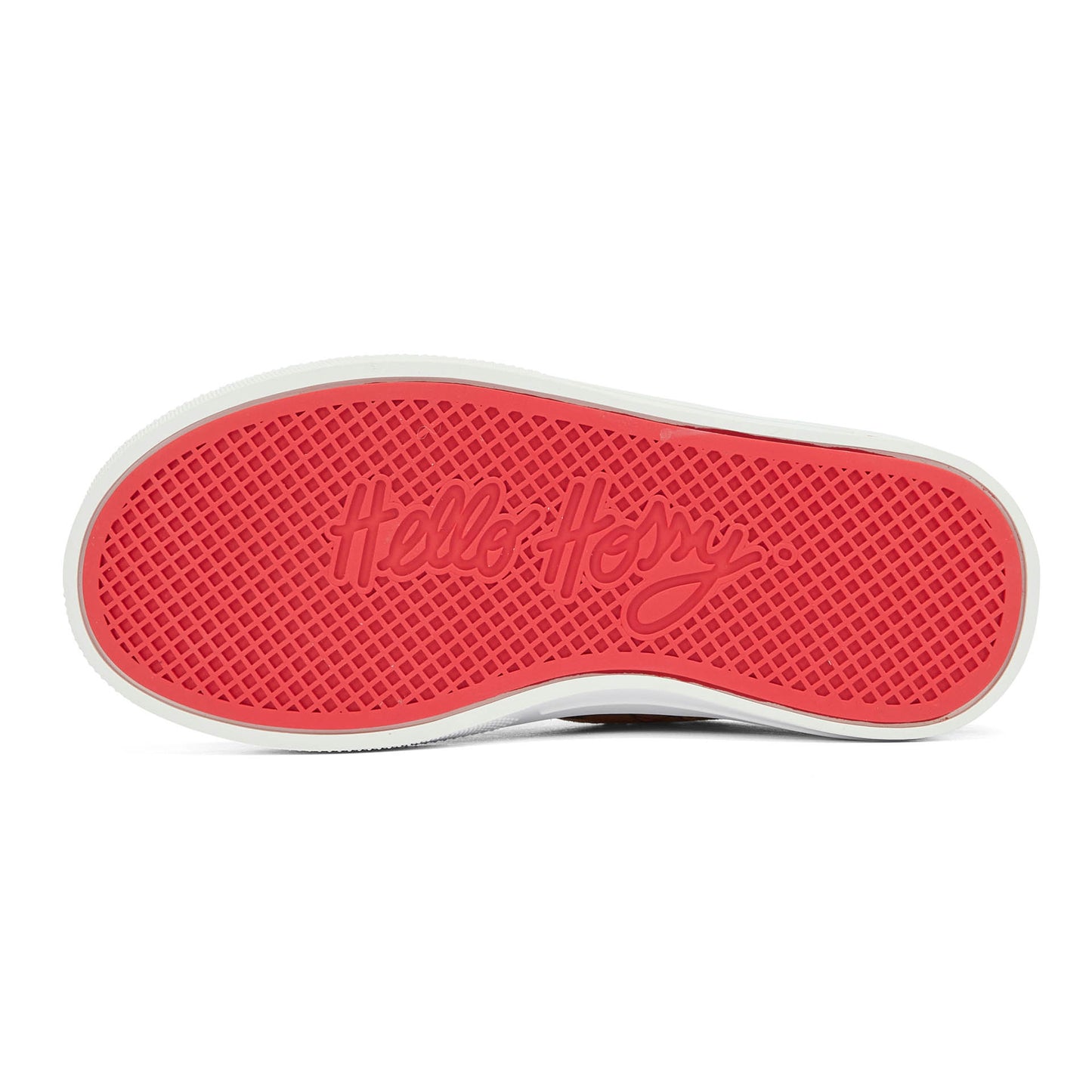 Kinder-Sneakers Braun Schwarz rote Sohle Mascots-Aufdruck Hello Hossy