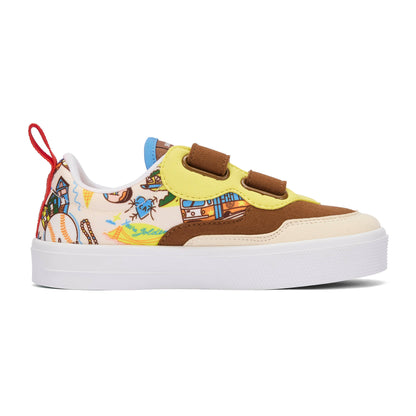 Kindersneakers Cremeweiß Braun USA-Muster Klettverschluss Hello Hossy