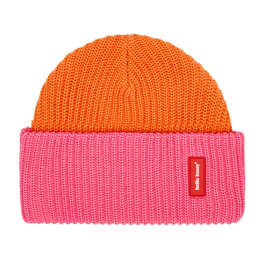 Bonnet en maille bicolore Flow Indie pour enfant et bébé – vue à plat