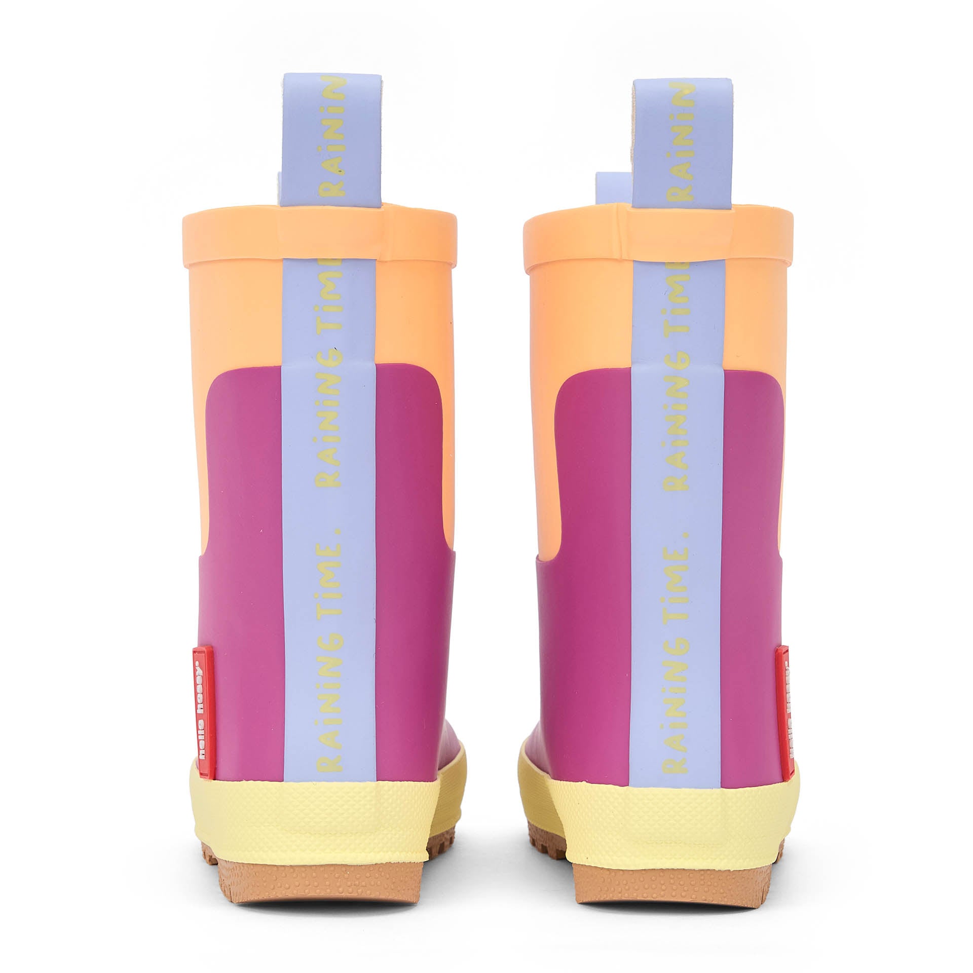 Kinder-gummistiefel violett Orange mit gelben Details Hello Hossy