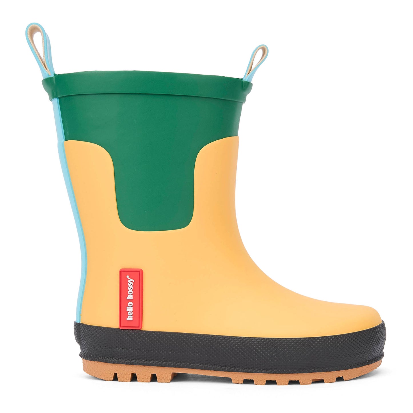 Kinder-Gummistiefel gelb grün schwarze Sohle Hello Hossy