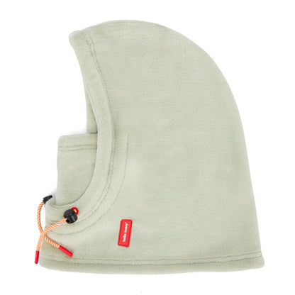 Cagoule en polaire verte Warmy Green pour enfant et bébé - vue de profil, à plat