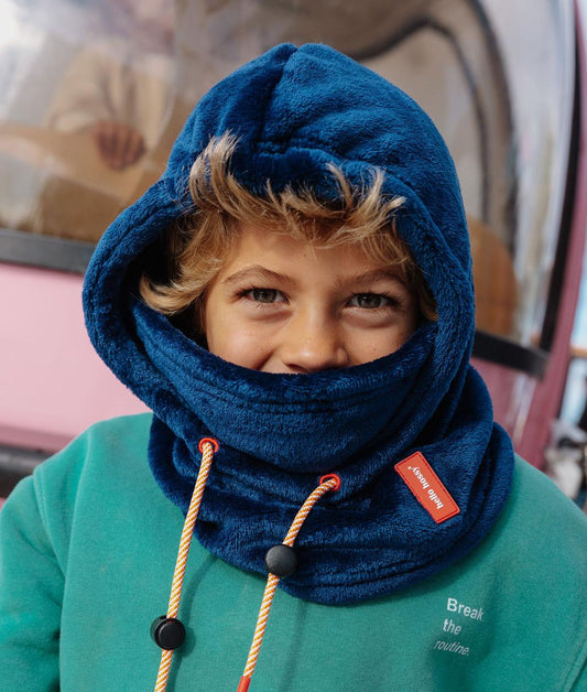 Kinder-Sturmhaube in Blau aus Fleece mit verstellbaren Bändern Hello Hossy