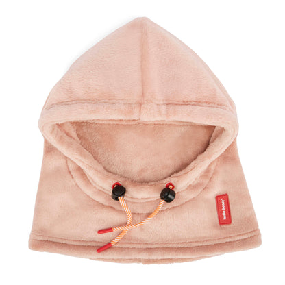 Cagoule en polaire rose Warmy Pink pour enfant et bébé – vue à plat