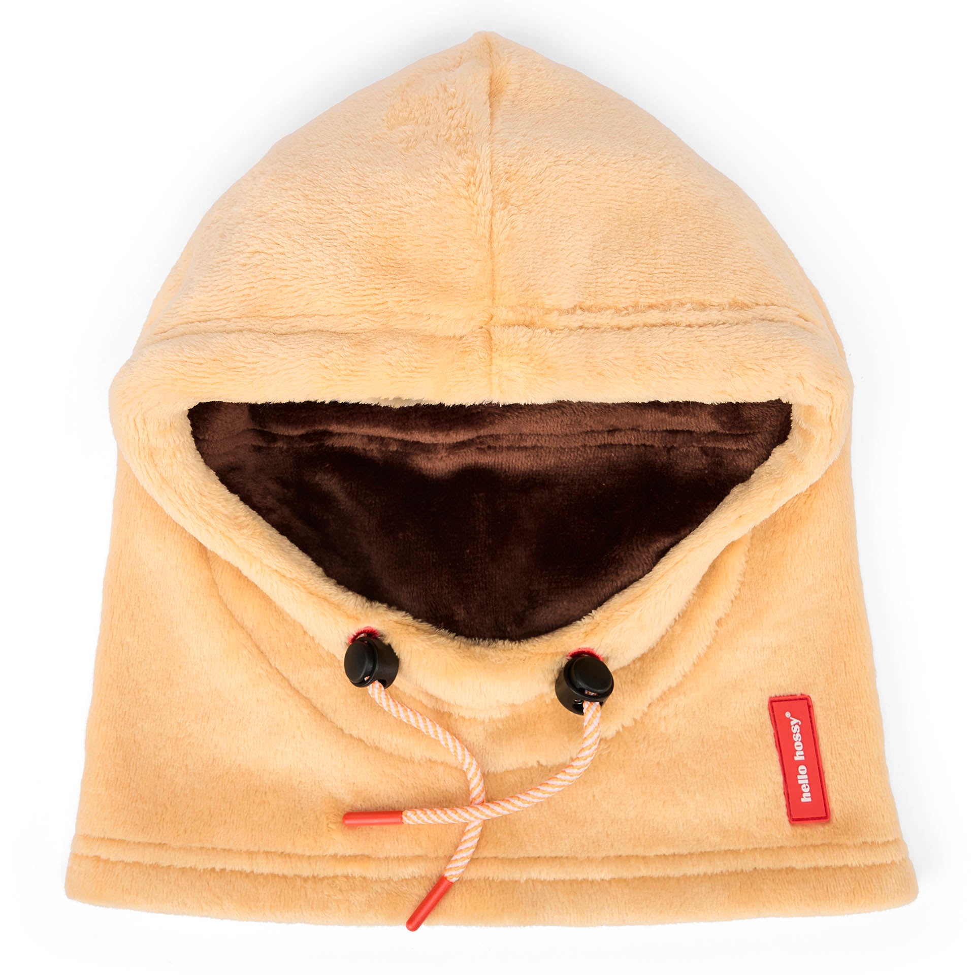 Kinder-Sturmhaube in Beige und Braun aus Fleece mit verstellbaren Bändern Hello Hossy
