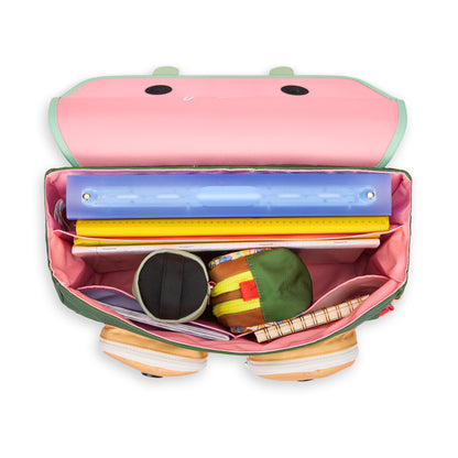 Cartable enfant rose intérieur compartiments rangement Hello Hossy