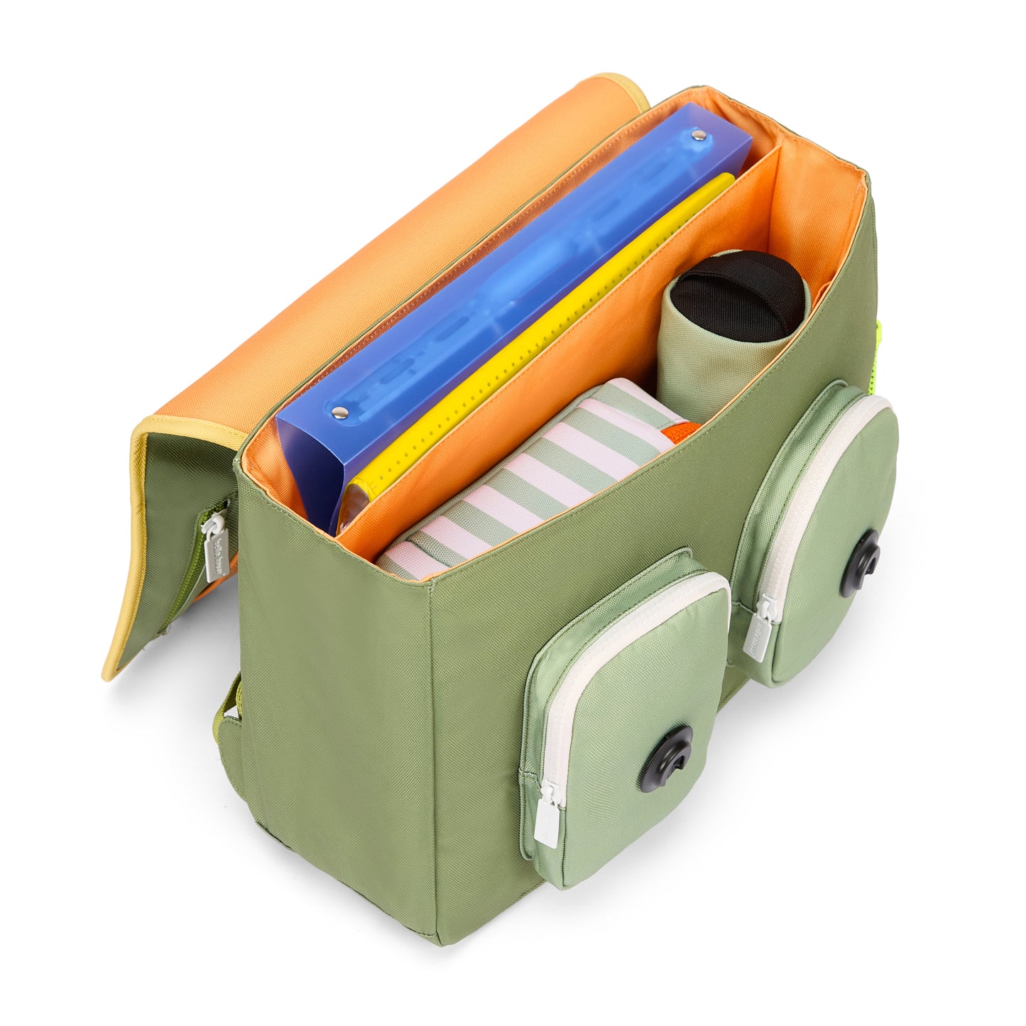 Cartable enfant vert compartiments multiples Hello Hossy