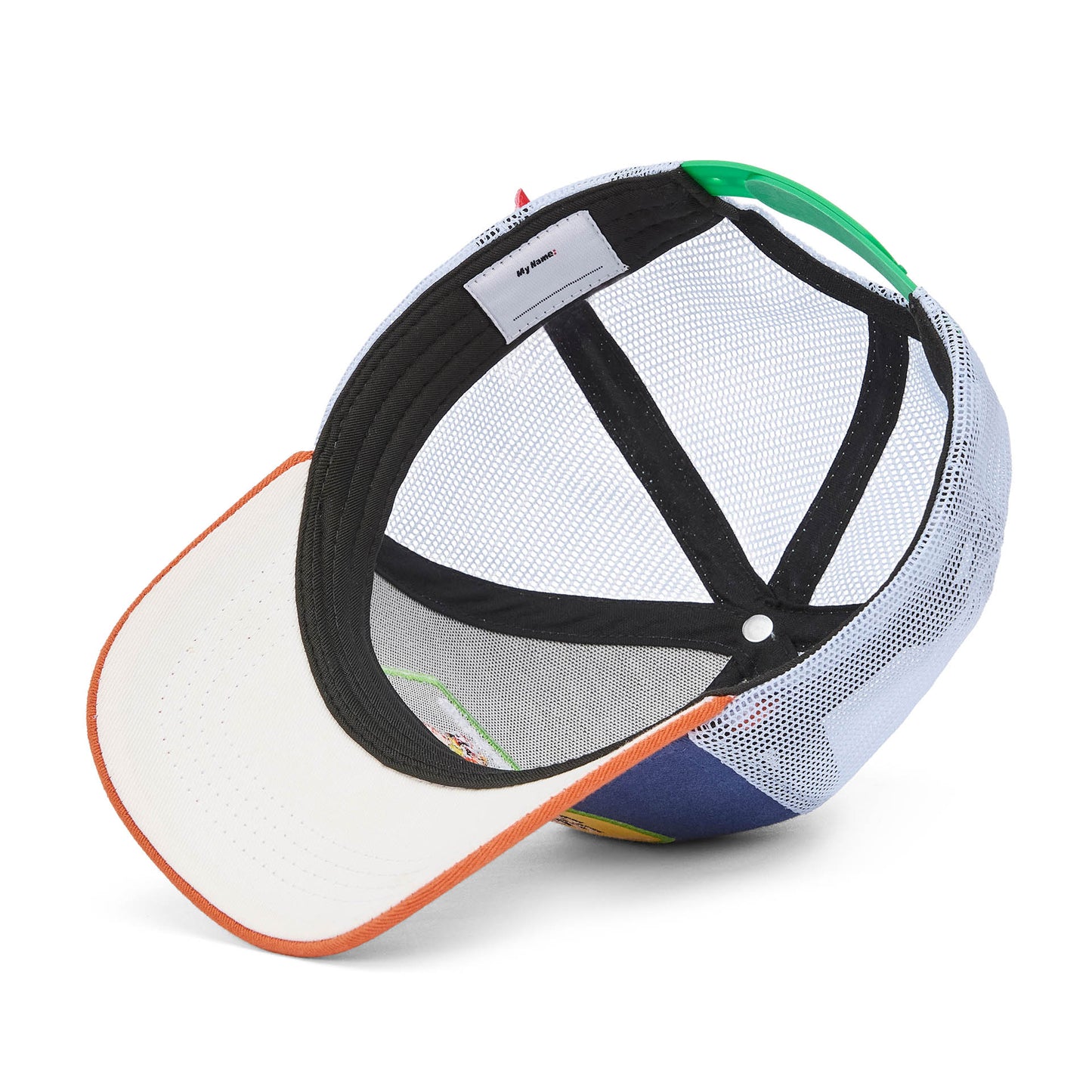 Cap Kind Blau Orange Gebogener Schirm Netz Weiß Hello Hossy