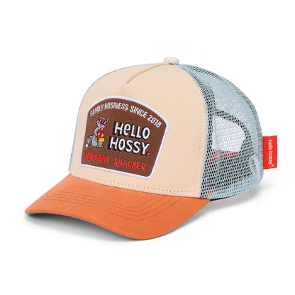Cap Kind Beige Orange, Gebogener Schirm, Netz, Hello Hossy