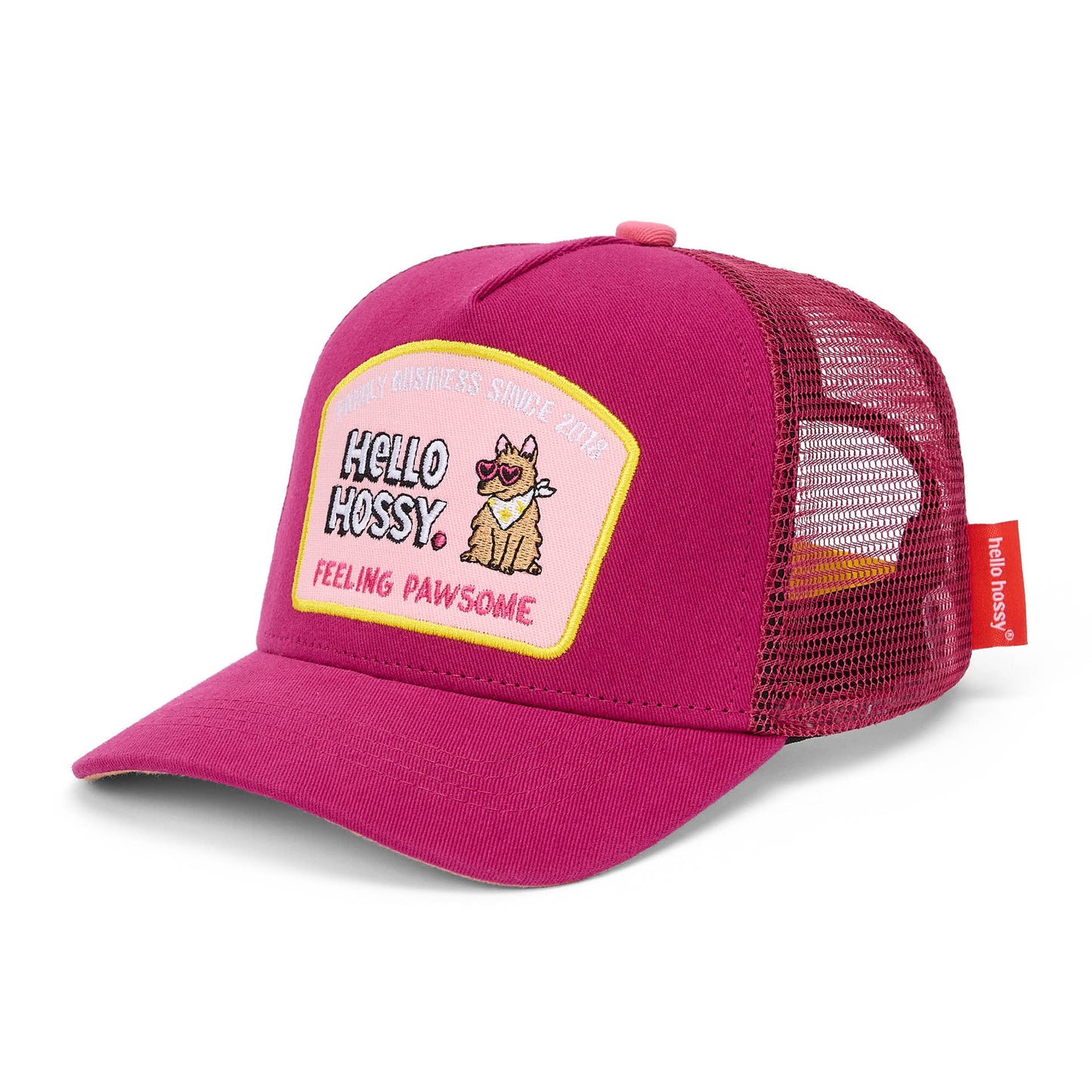 Cap Kind Fuchsia Gebogener Schirm Patch Hund Hello Hossy