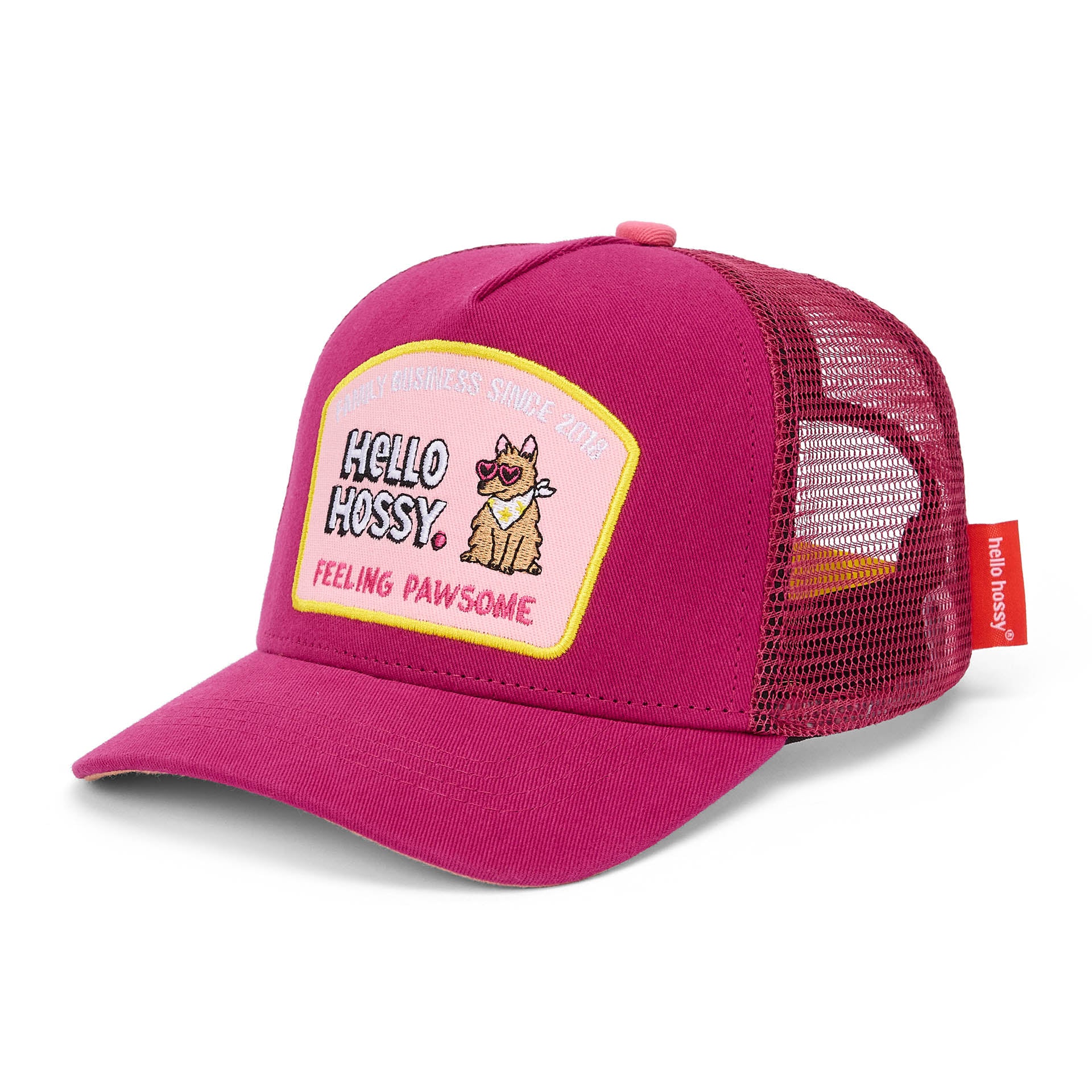 Cap Kind Fuchsia Gebogener Schirm Patch Hund Hello Hossy
