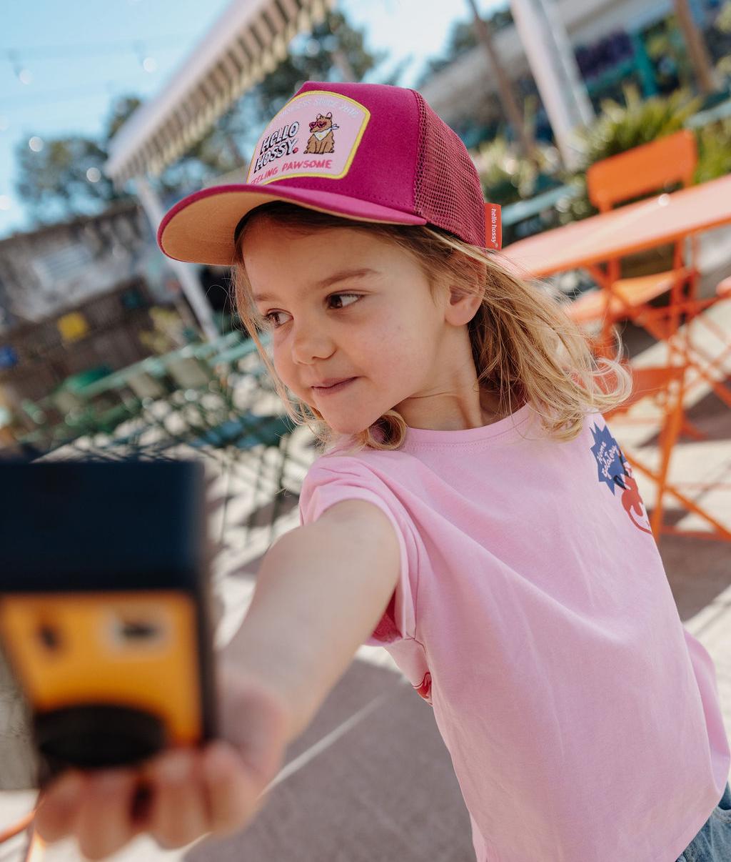 Cap Kind Fuchsia gebogener Schirm Patch Hello Hossy
