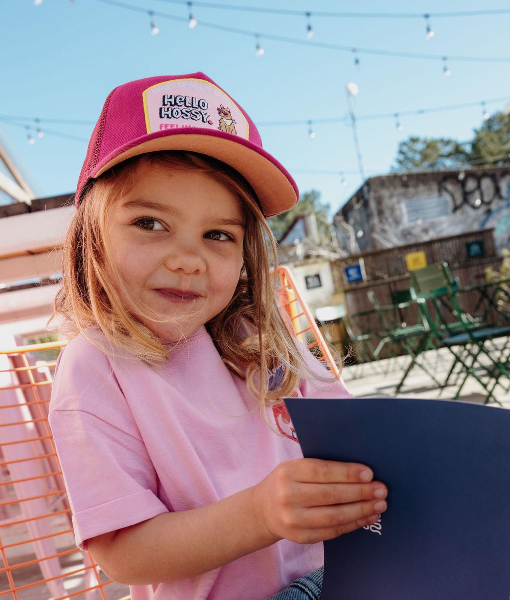 Cap für Kinder Fuchsia gebogener Schirm Patch Hello Hossy