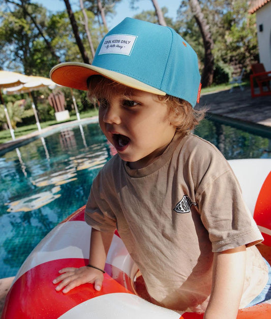 Casquette enfant bleu visière jaune broderie Cool Kids Hello Hossy