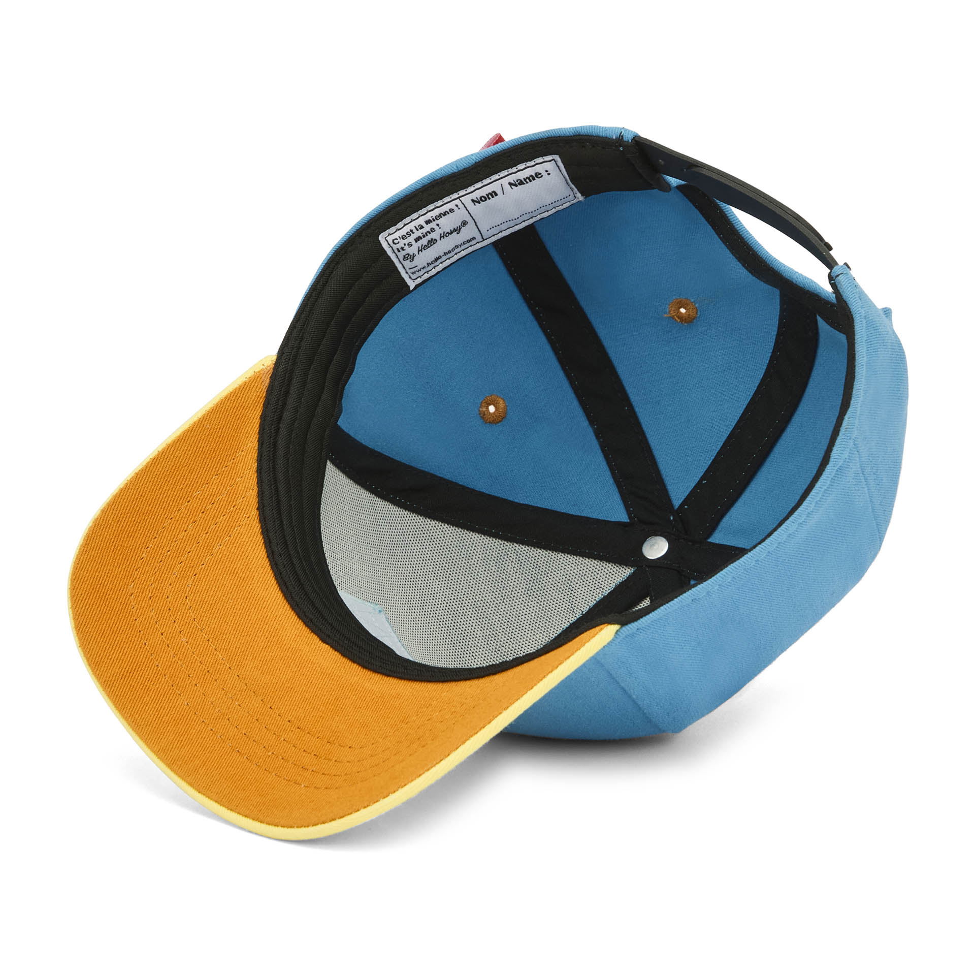 Cap Kind Blau Gelb Schirm schwarz innen Hello Hossy