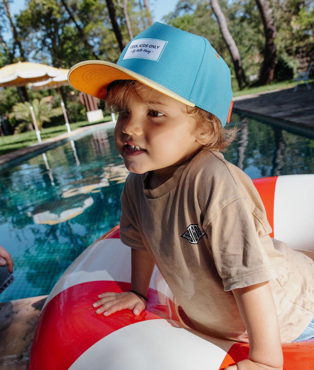 Cap Kinder Blau Gelber Schirm Stickerei Cool Kids Hello Hossy