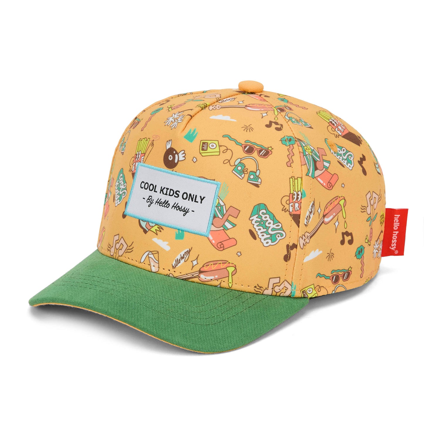 Cap für Kinder Camel Musik-Aufdruck grüner Schirm Stickerei Cool Kids Only Hello Hossy