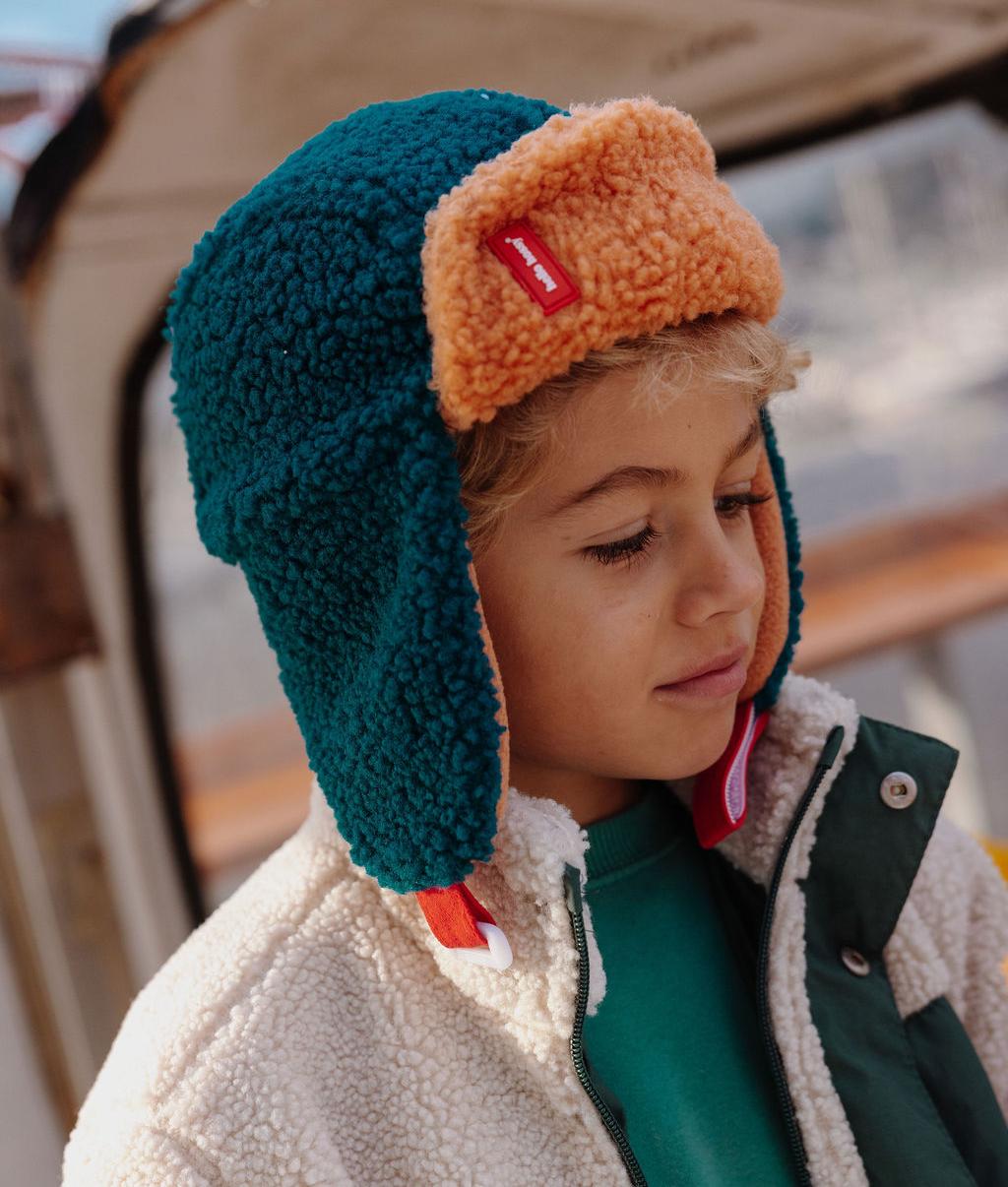 Kinder-Uschanka blau Camel teddy-effekt doppelte Ohrenklappen Hello Hossy