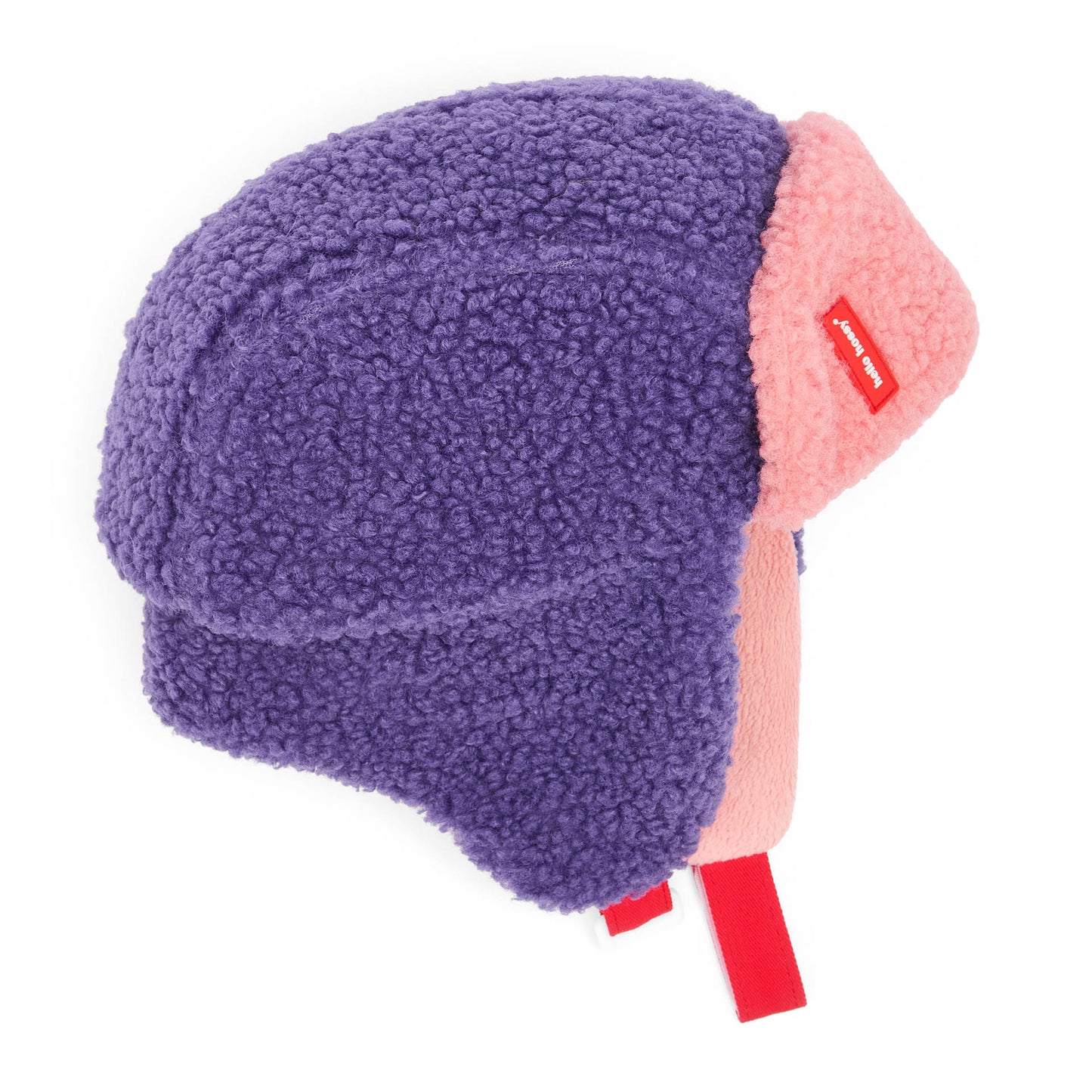 Kinder-Uschanka violett rosa teddy-effekt mit verstellbarem Verschluss Hello Hossy