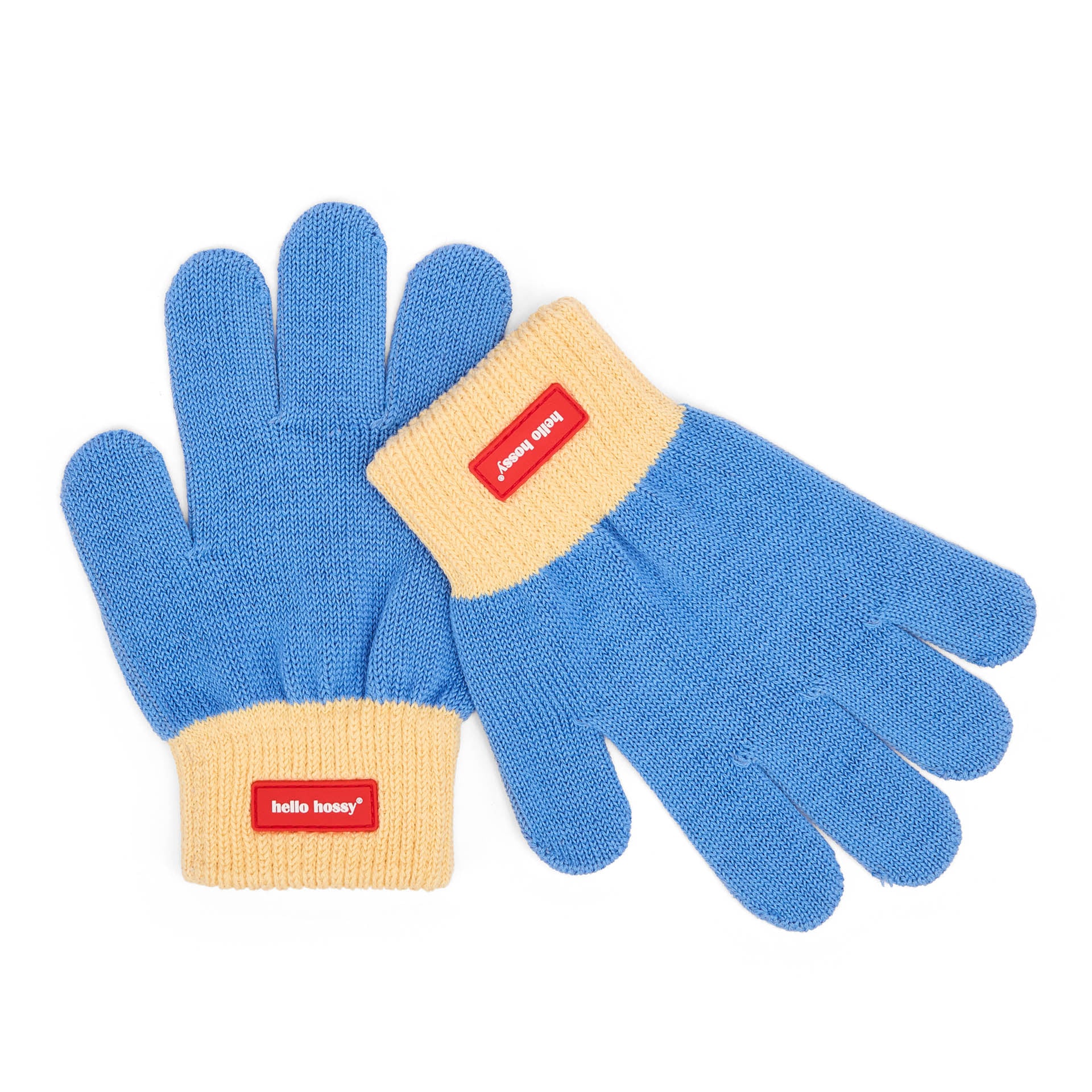 Kinder-Handschuhe blau Beige elastisch mit Etikett Hello Hossy