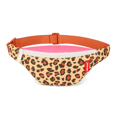 Kinder-Bauchtasche mit Leopard-Aufdruck beige rosa Reißverschluss-Detail Hello Hossy