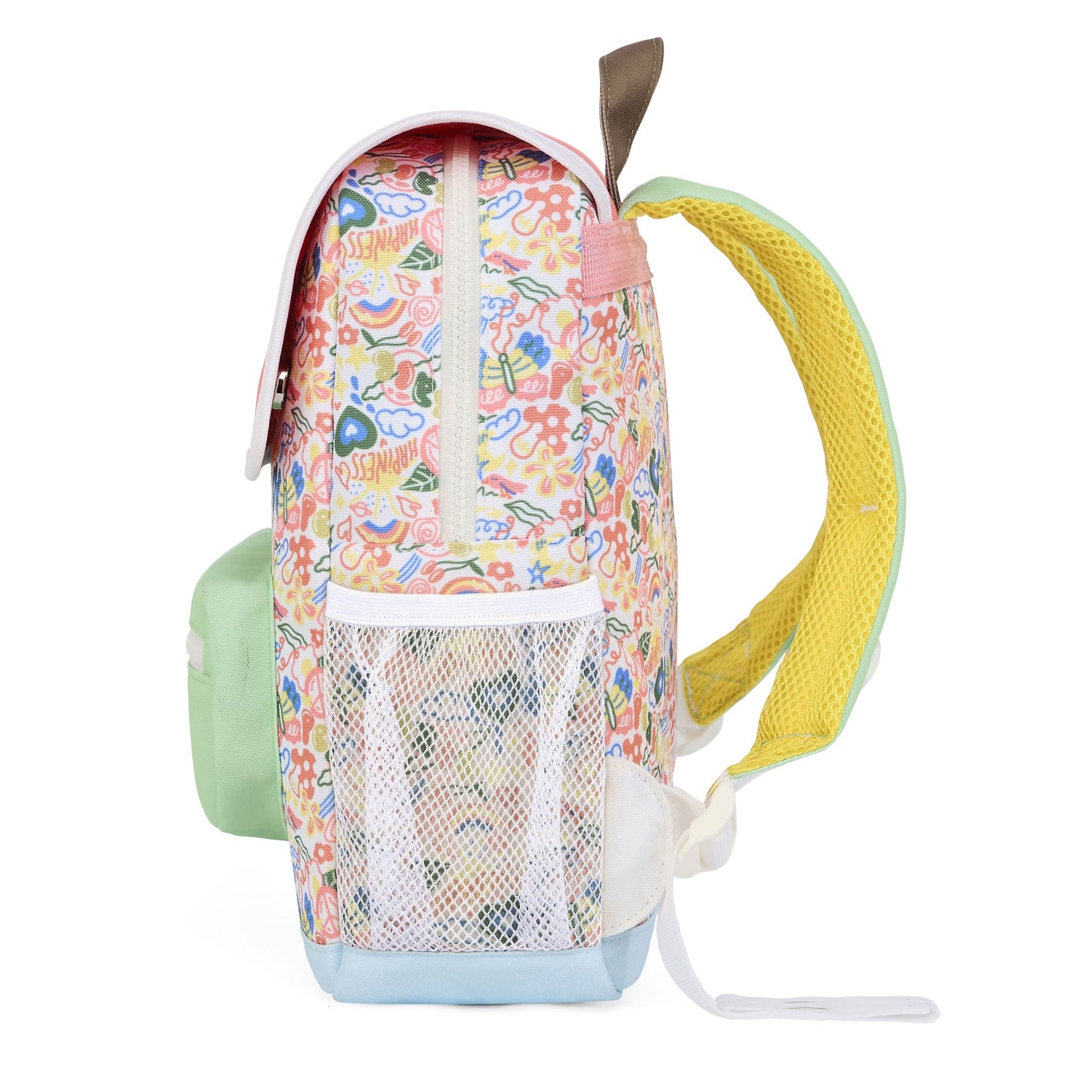Kinder-Rucksack mit buntem Blumen-aufdruck Netztasche Hello Hossy