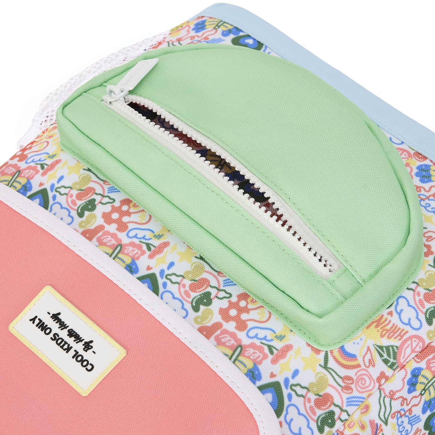 Happiness Kinder-Rucksack weiß rosa blumen-aufdruck grüne Tasche Hello Hossy