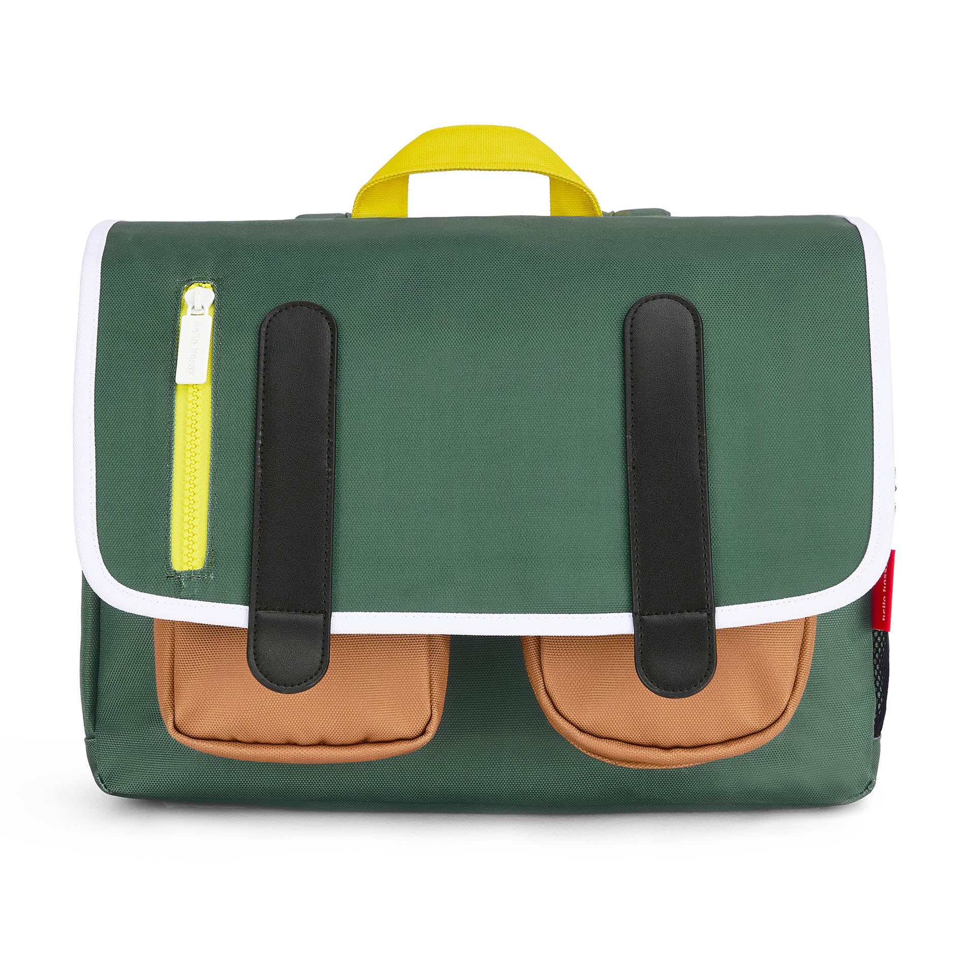 Schultasche Kind grün Taschen braun Verschluss gelb Hello Hossy