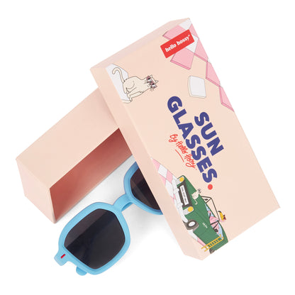 Sonnenbrillen für Kinder Blau Quadratische Gestellform mit Verpackung Hello Hossy