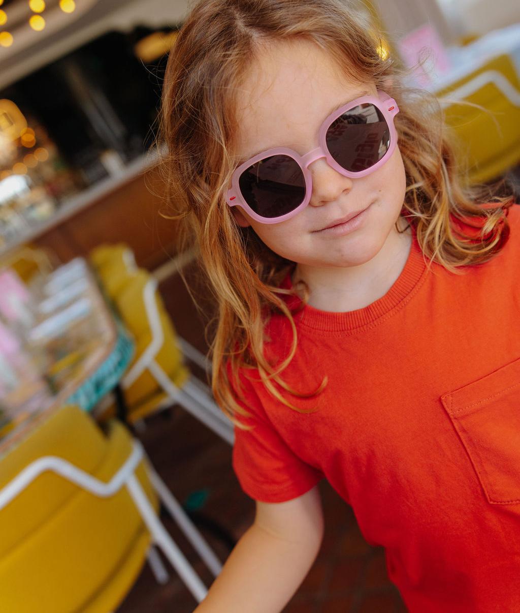 Sonnenbrillen für Kinder Rosa Runde Gestellform mattes Brillengestell Hello Hossy