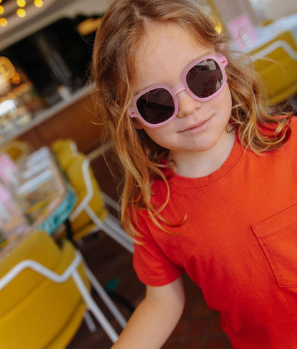 Sonnenbrillen für Kinder Rosa Runde Gestellform mattes Brillengestell Hello Hossy